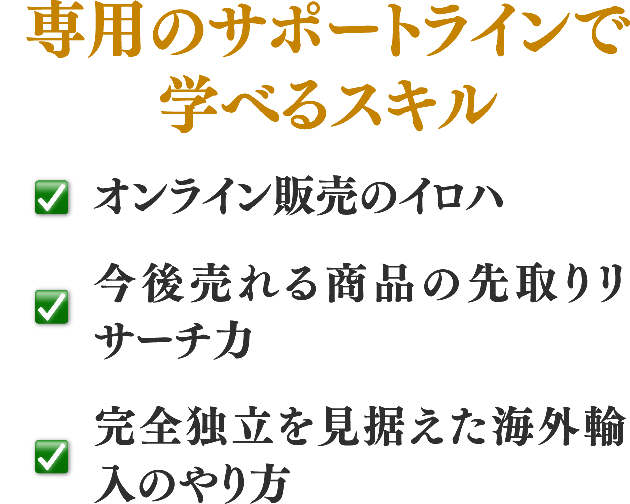 専用のサポートラインで学べるスキル